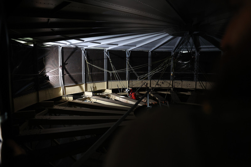 Ein Blick in das abgedunkelte Innere der Rotunde