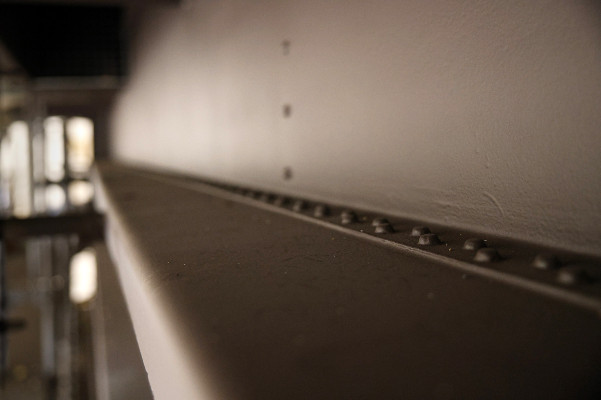 Detail der aufbereiteten Außenhülle des Gasometers